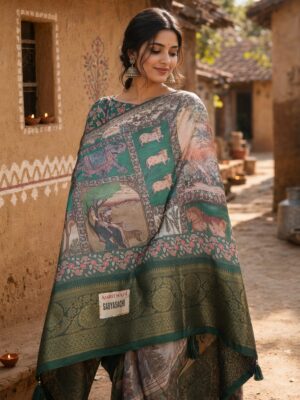 Rustic Heritage Green Saree