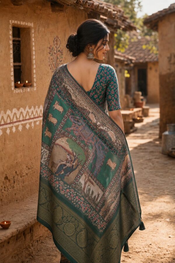 Rustic Heritage Green Saree